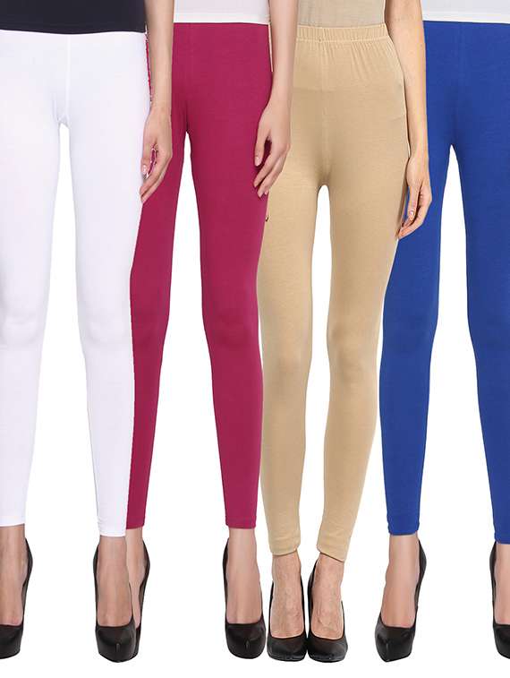 set of 4 multi colored cotton leggings