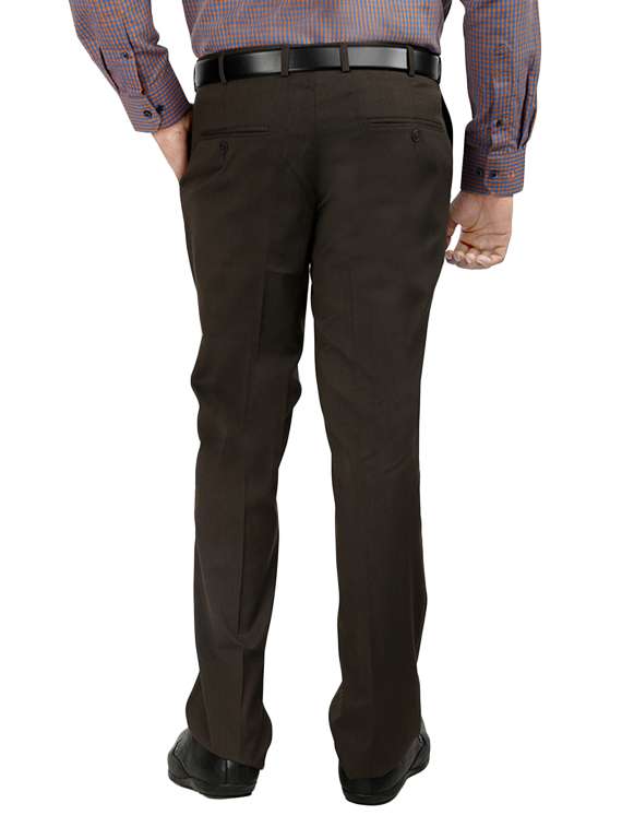 Brown Polyester Flat Front Trousers Formal