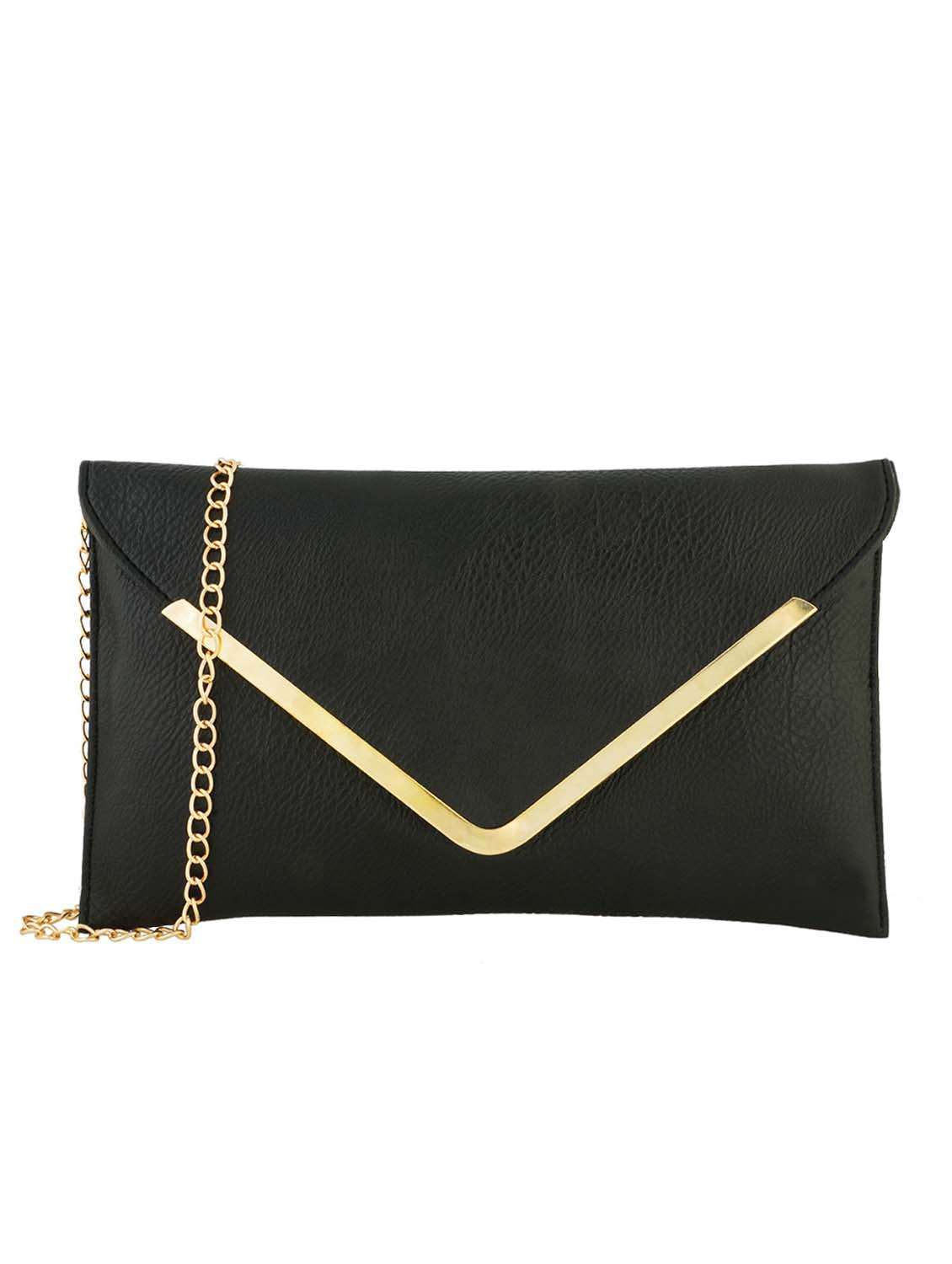 black leatherette envelope sling bag