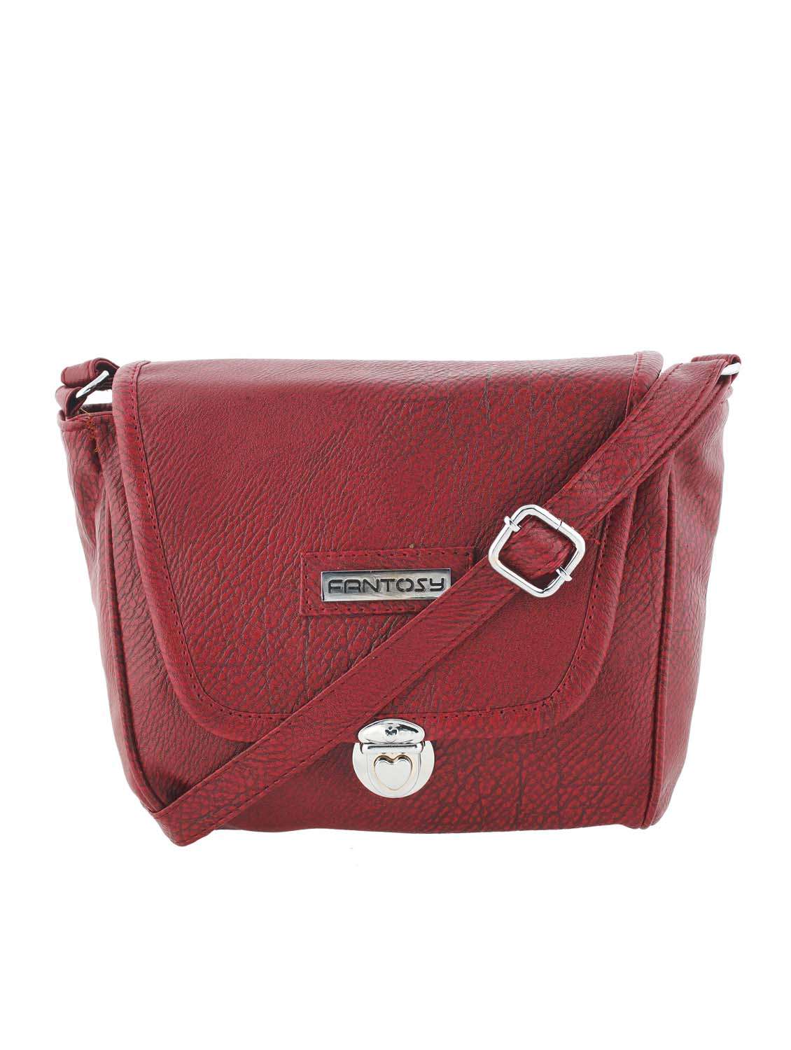maroon leatherette sling bag