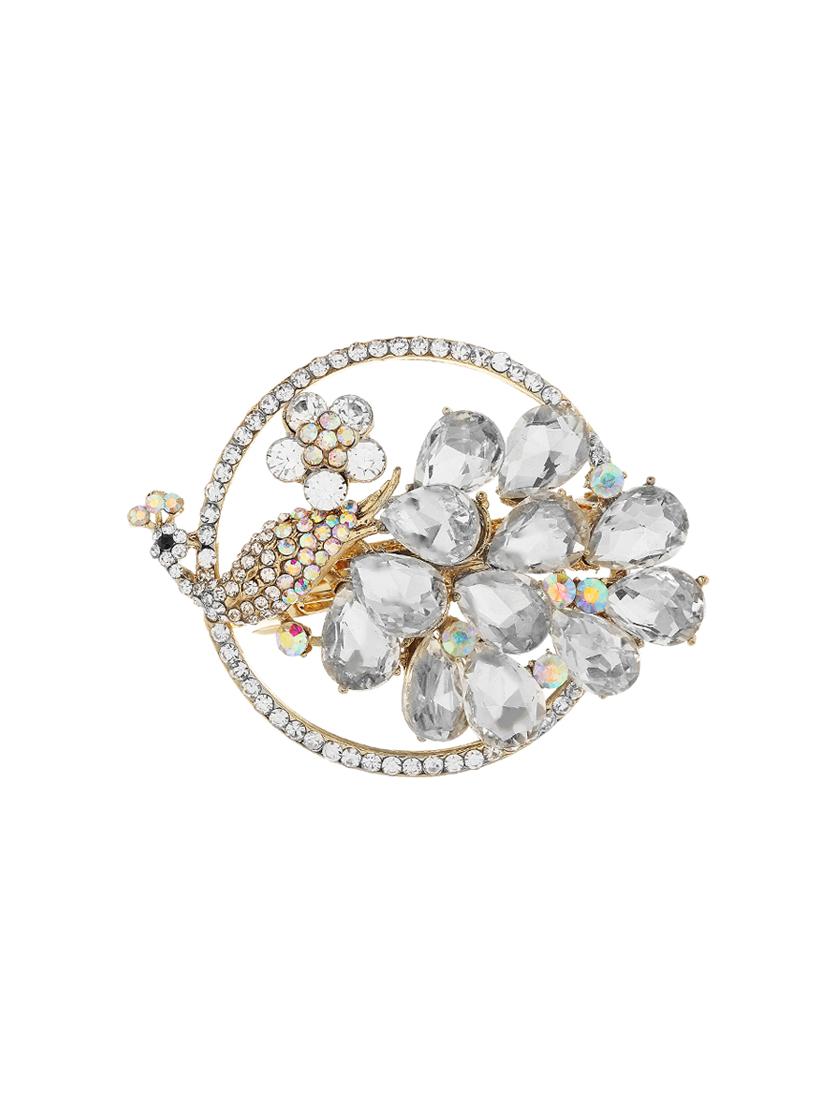 white metal stone embellished hair clip - 12489895 - Zoom Image - 0