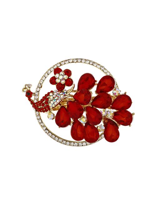 red metal stone embellished hair clip - 12489898 - Standard Image - 0