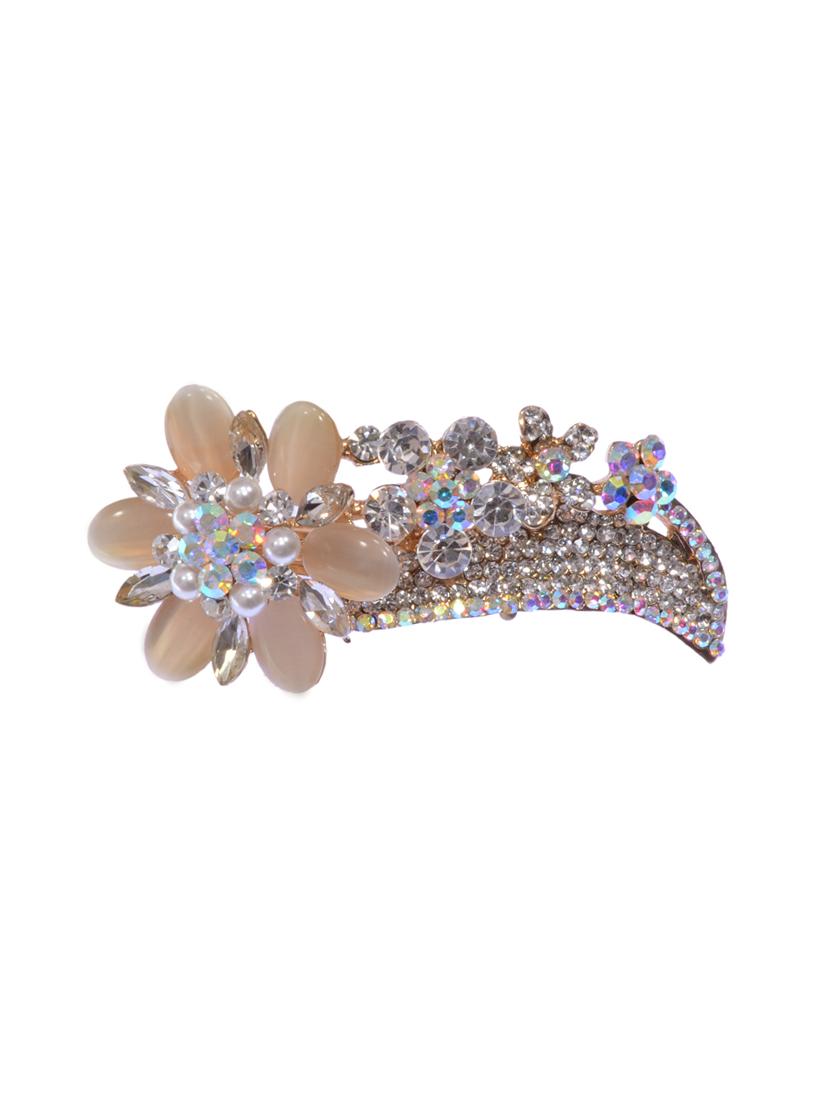 white metal stone embellished hair clip - 12489908 - Zoom Image - 0
