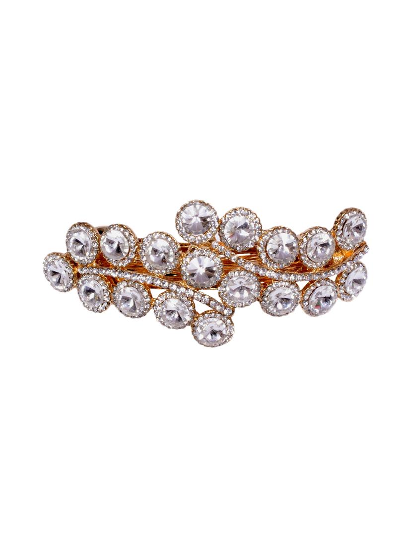 white metal  metal  stone embellished clip - 12490019 -  Zoom Image - 0