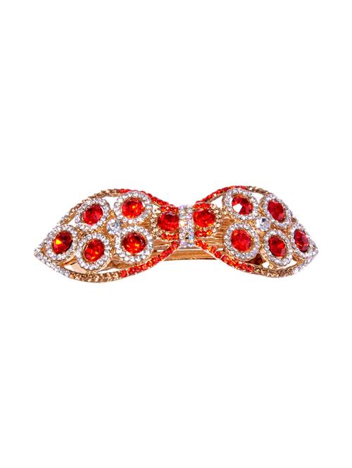 red metal stone embellished clip - 12490025 - Standard Image - 0