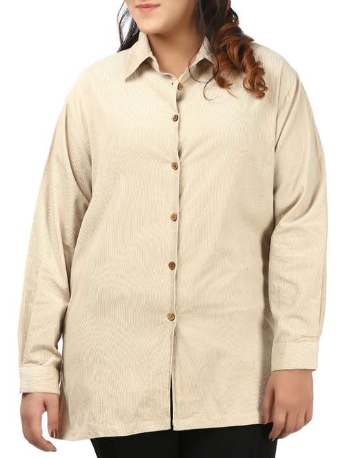 beige cotton regular shirt