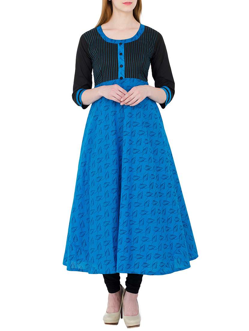 blue cotton flared kurta