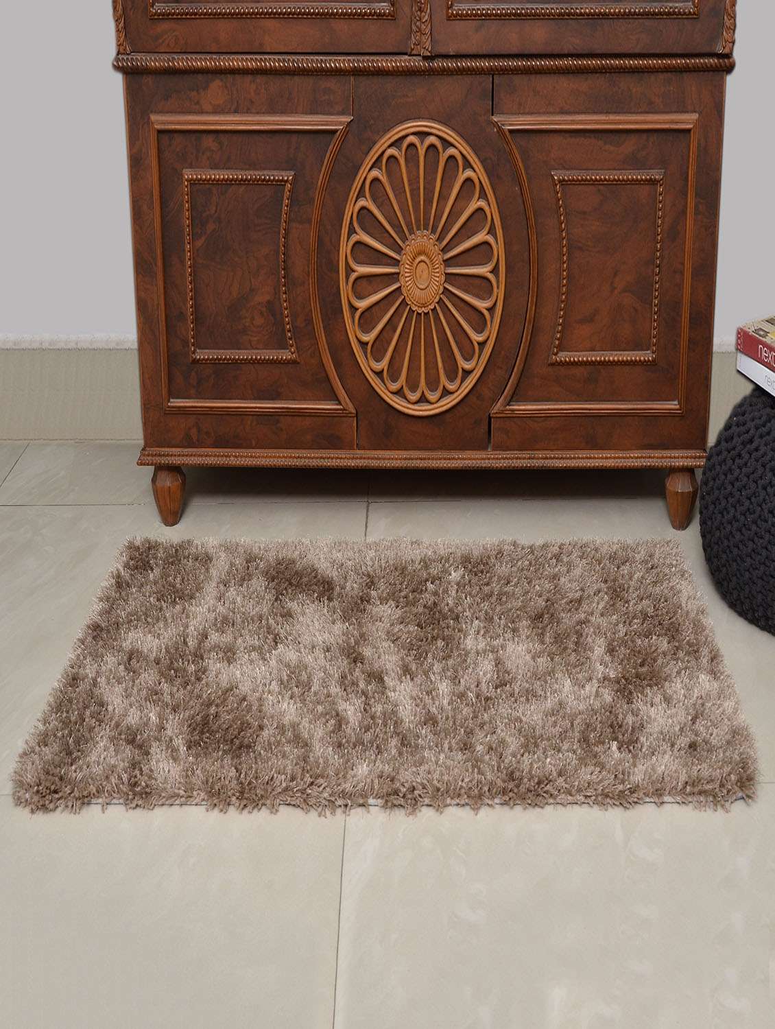 avira home beige shaggy area rug-large-70x120 cm