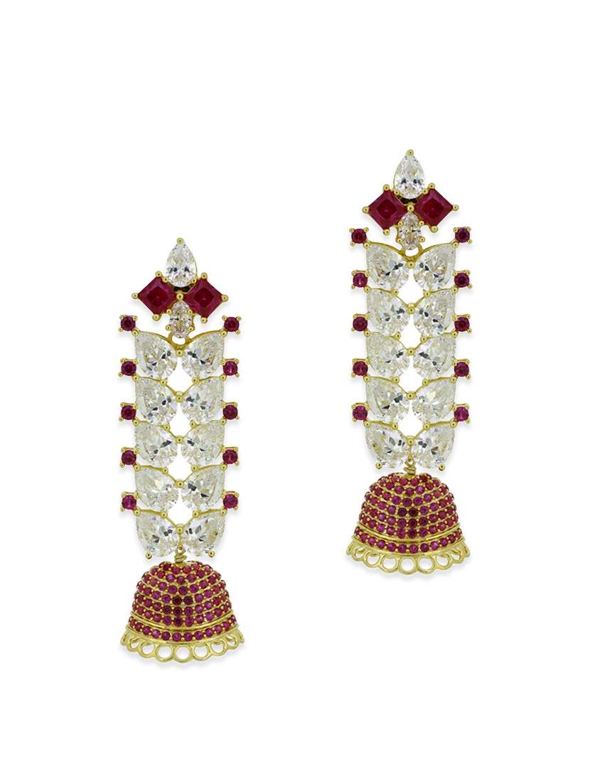 red silver drop earrings