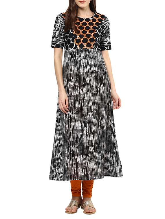 black cotton a-line kurta