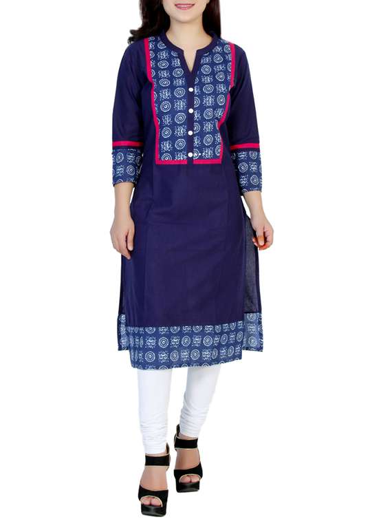 blue cotton straight kurta