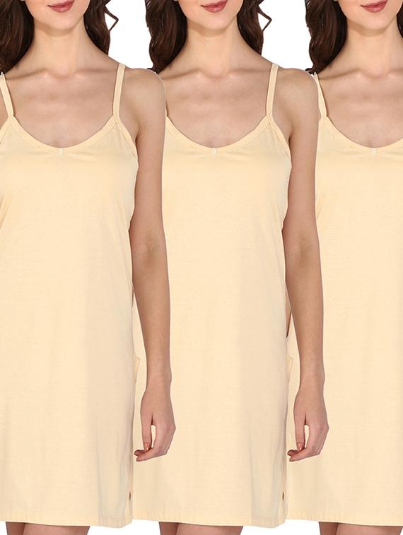 set of 3 beige cotton camisoles - 12516141 -  Zoom Image - 0