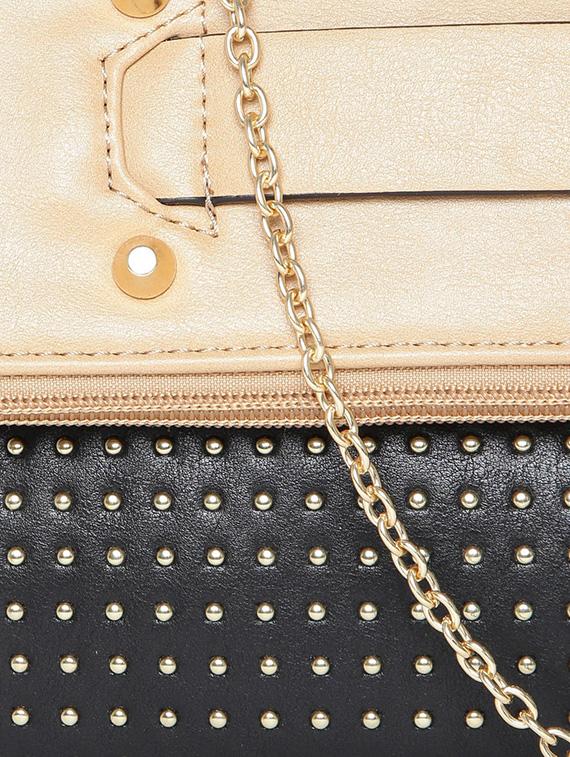 beige & black leatherette studded clutch - 12522673 - Standard Image - 3