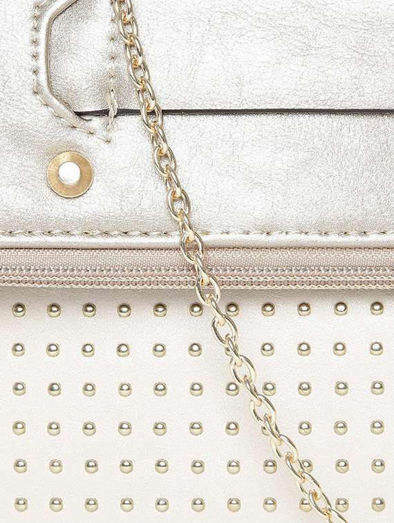 metallic leatherette studded clutch - 12522674 - Standard Image - 3