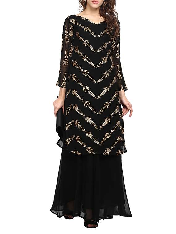 black georgette straight kurta