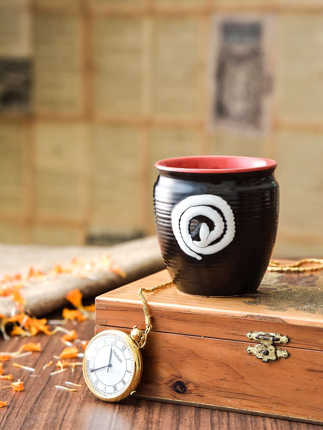 red ceramic set of 6 kullad