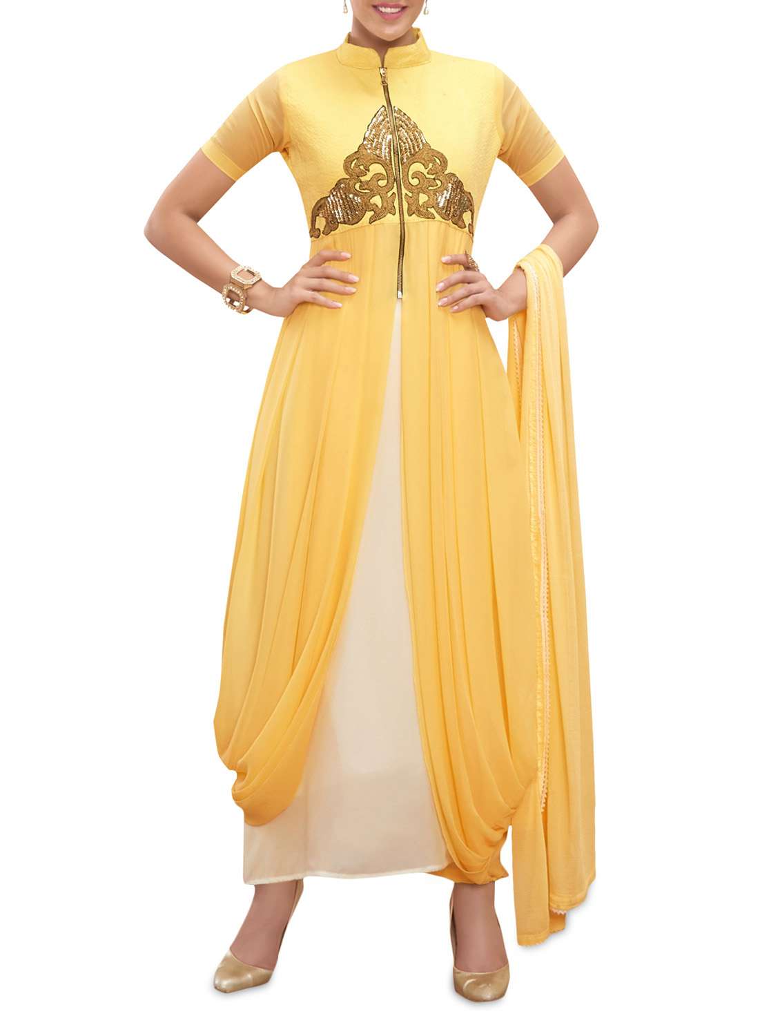 yellow unstitched suit