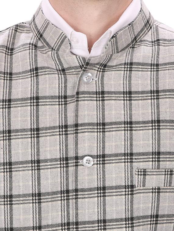 beige cotton nehru jacket - 12541363 - Standard Image - 3