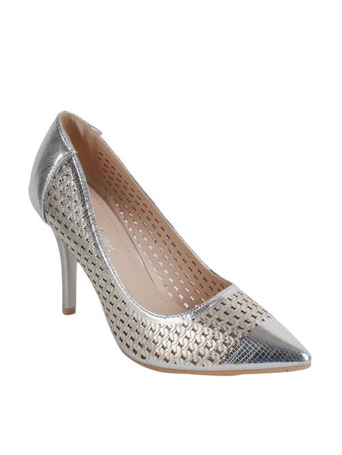 silver leatherette slip on pumps - 12543324 -  Standard Image - 0