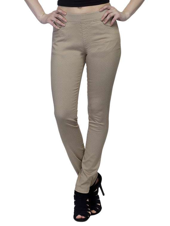 beige printed cotton jegging