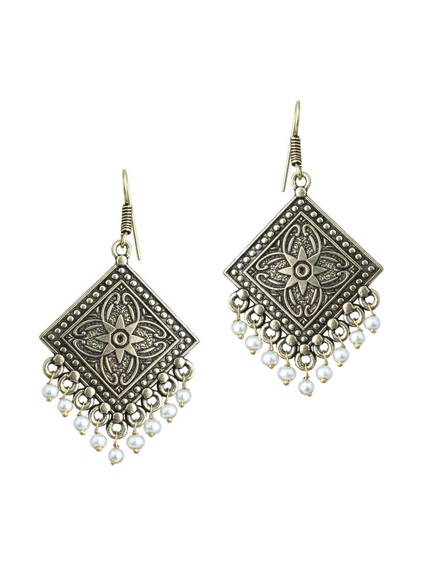 white brass drop earrings