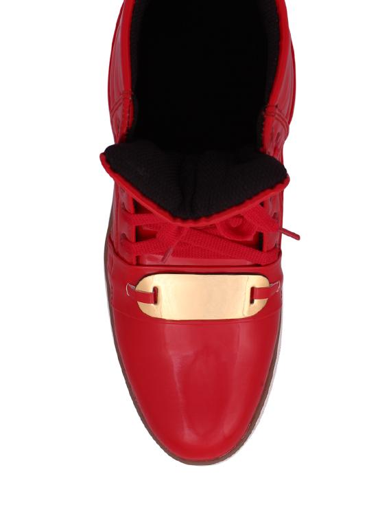 red synthetic lace up sneakers - 12553565 - Standard Image - 3