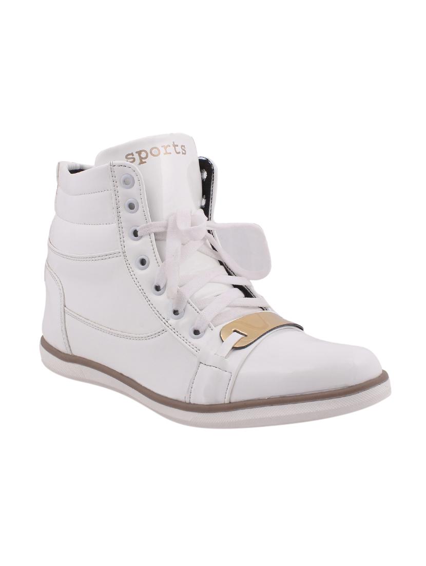 white synthetic lace up sneakers - 12553566 - Zoom Image - 0