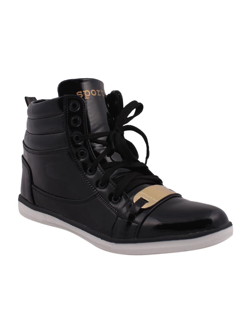 black synthetic lace up sneakers - 12553567 -  Zoom Image - 0