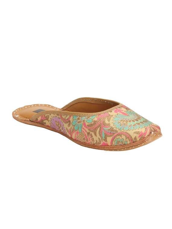 multicoloured banarasi silk brocade juttis