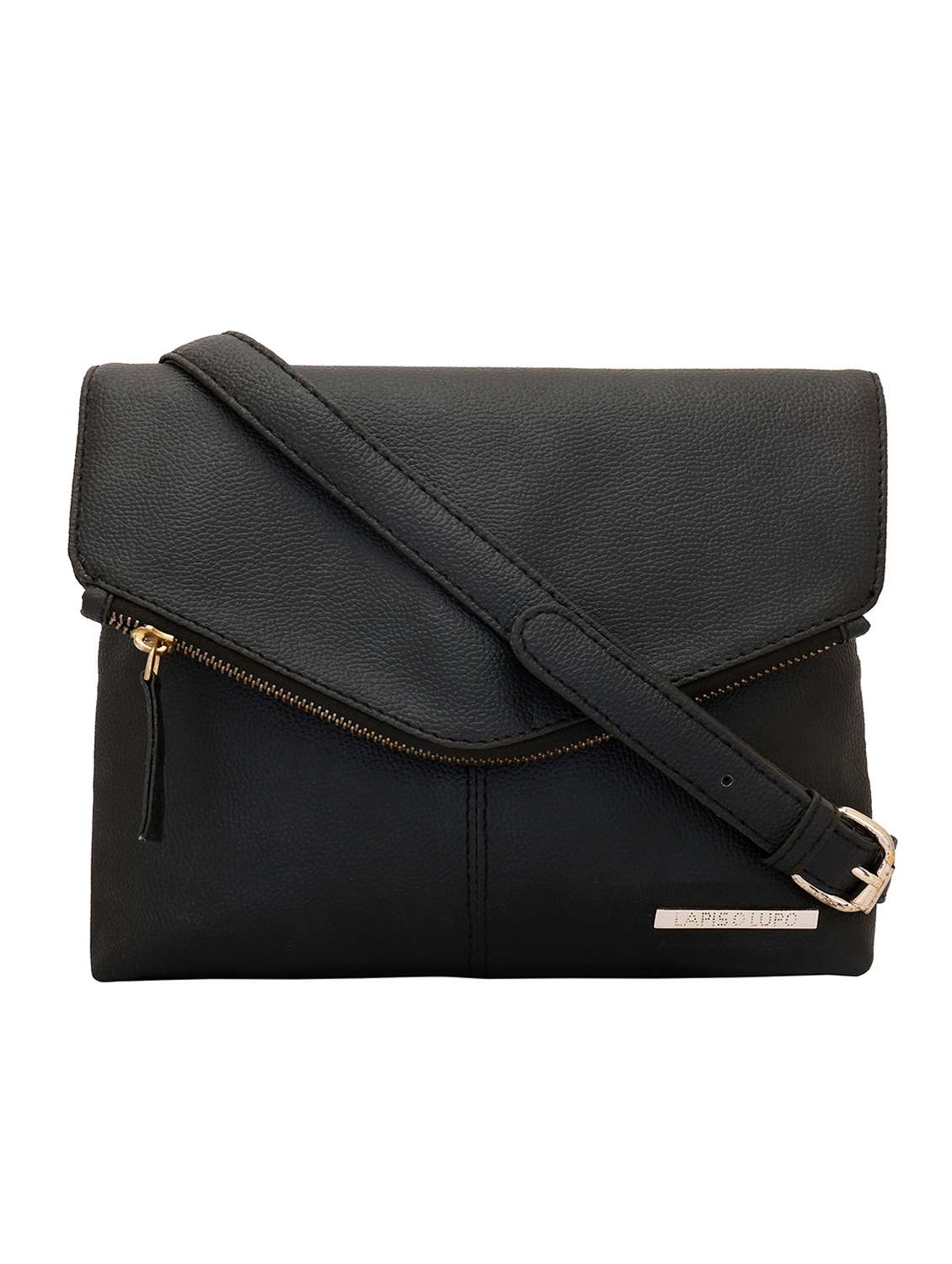 black solid regular sling bag
