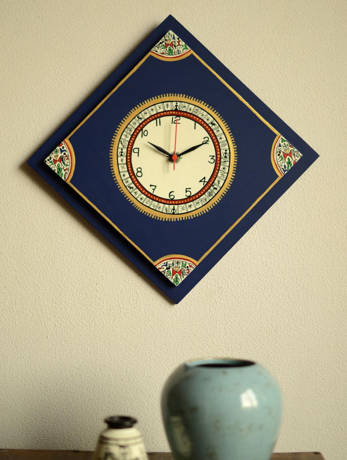 blue diagonal wall clock