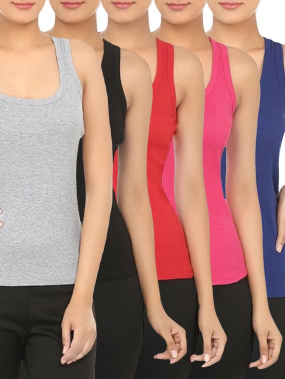 set of 5 solid camisole  - 12576876 -  Zoom Image - 0
