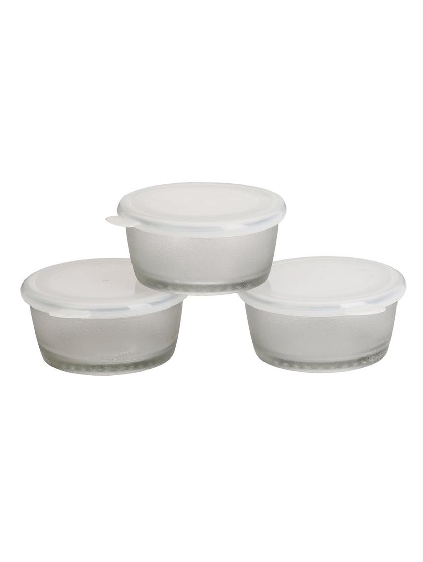 stylish glass transparent container set with lid - 12577084 - Zoom Image - 0