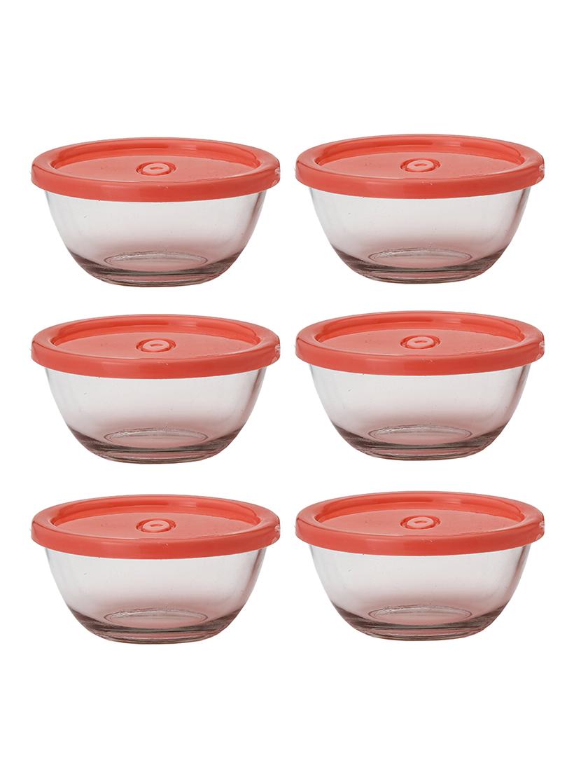 stylish glass transparent container set with lid - 12577096 - Zoom Image - 0