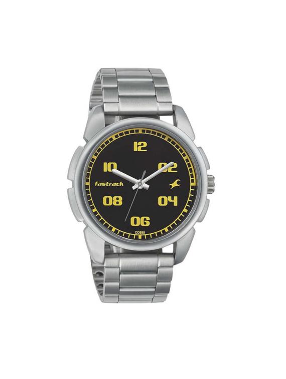 fastrack casual analog black dial men's watch 3124sm02