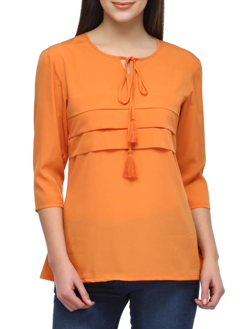 orange polyester regular top