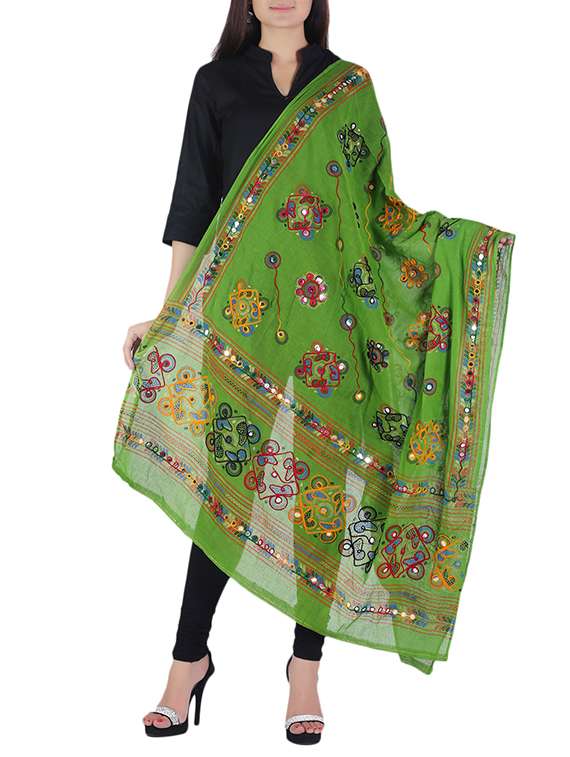 green cotton dupatta