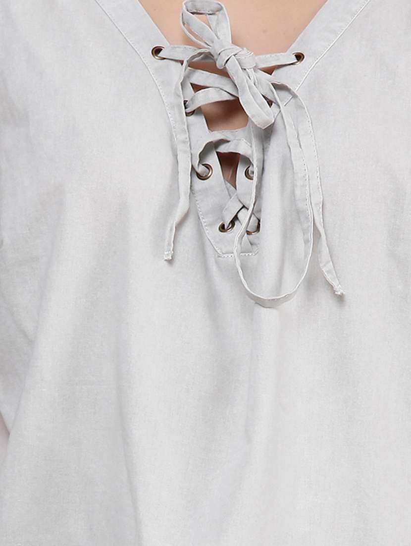 criss cross lace up detail top - 12588389 -  Standard Image - 3