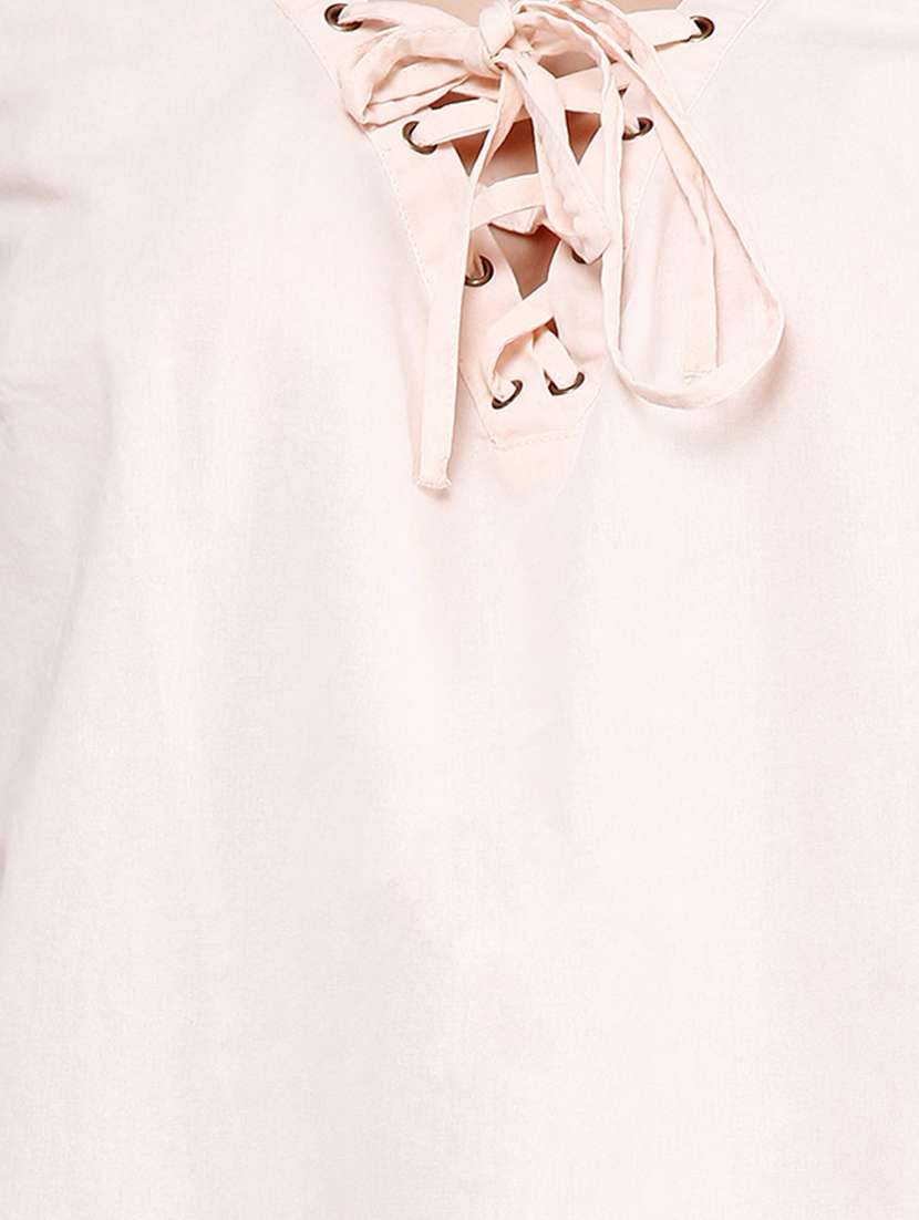 criss cross lace up detail top - 12588390 -  Standard Image - 3