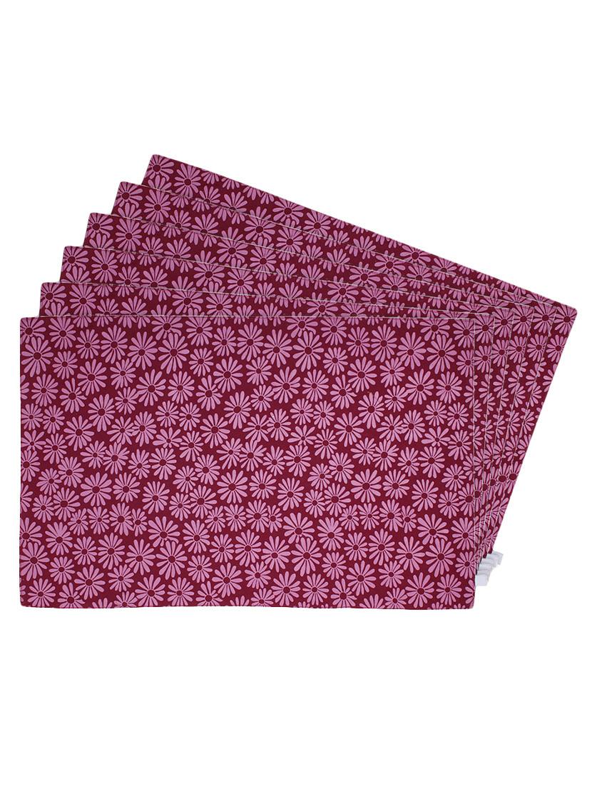 maroon printed reversible placemats for dining table - unique designs both sides - set of 6 - 12590095 -  Zoom Image - 0