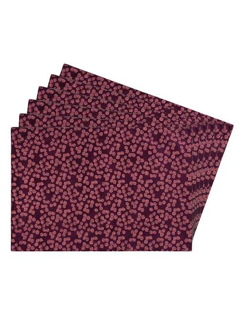 purple printed reversible placemats for dining table - unique designs both sides - set of 6 - 12590106 -  Standard Image - 0