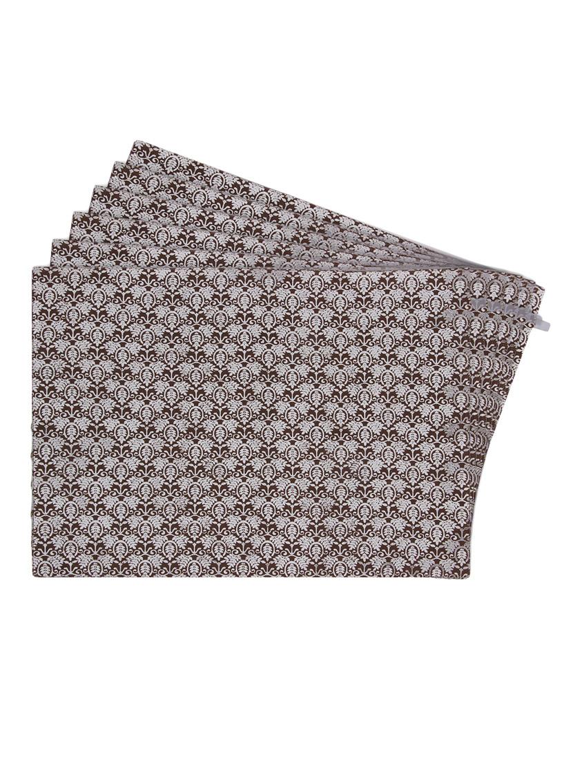 brown printed reversible placemats for dining table - unique designs both sides - set of 6