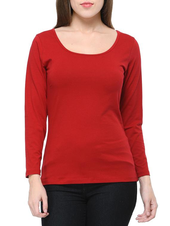red solid cotton tee - 12593651 - Zoom Image - 0