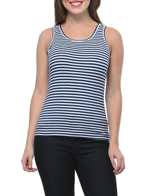 navy blue striped cotton tank tee - 12593939 -  Standard Image - 0