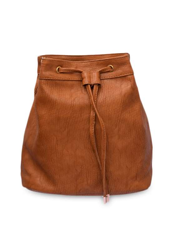 brown solid regular sling bag