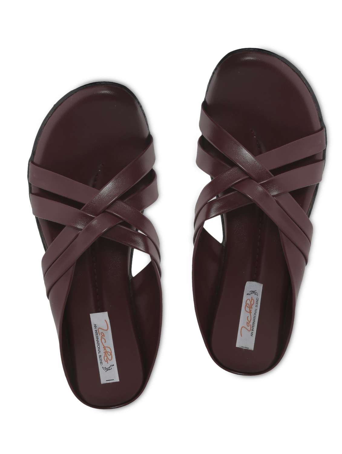 Buy online Burgundy Imported Foam Leather Sandals from flats for