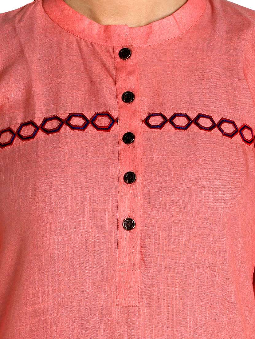 peach rayon straight kurta - 12648378 -  Standard Image - 3