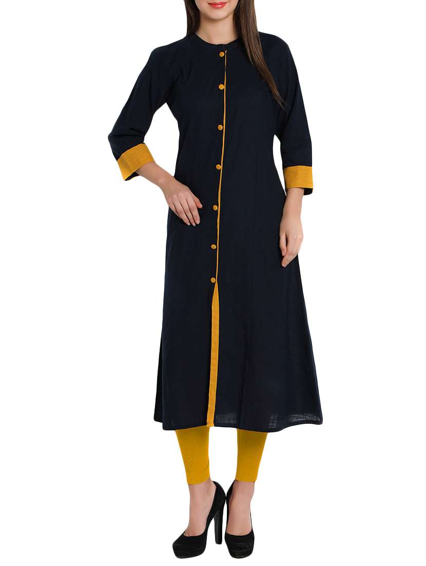 solid a-line kurta - 12648385 -  Zoom Image - 0
