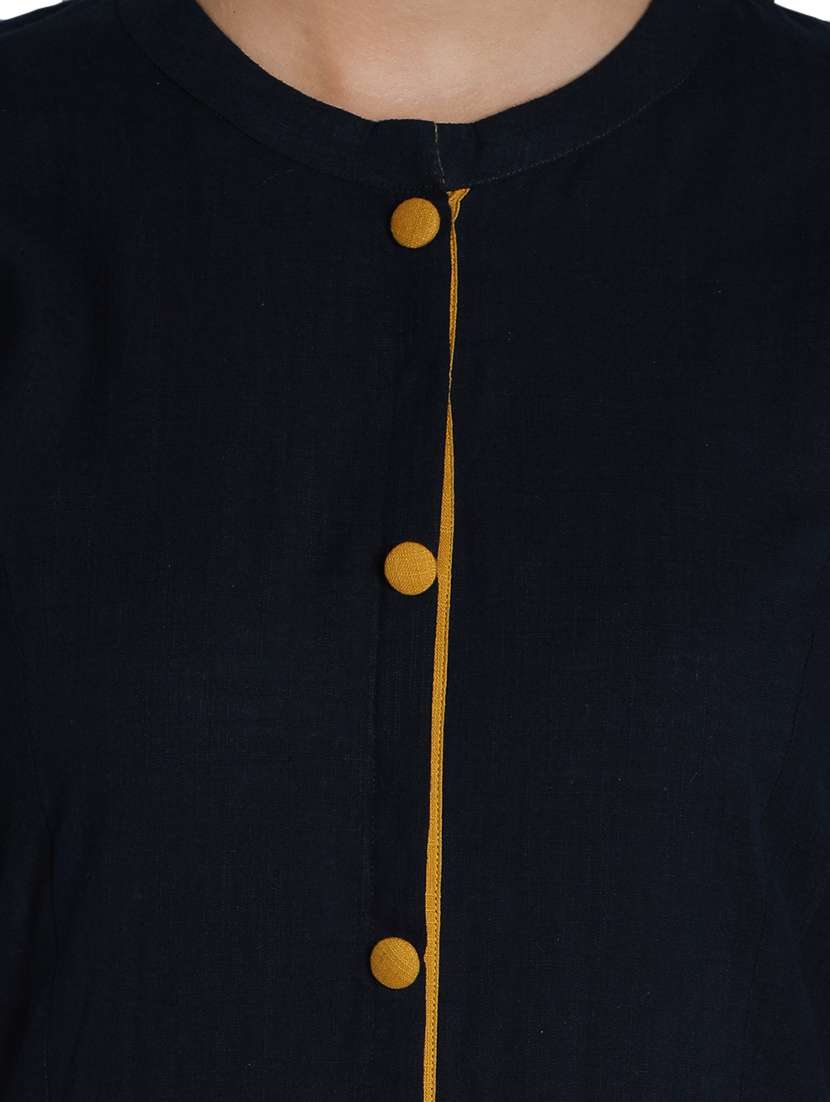 solid a-line kurta - 12648385 -  Standard Image - 3