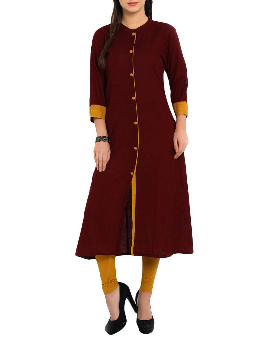 maroon a-line kurta - 12648387 -  Zoom Image - 0